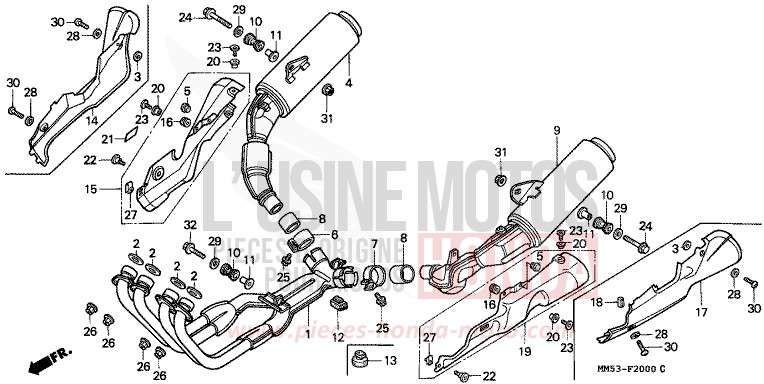 ABGAS-SCHALLDAEMPFER von CB1300 Super Bold'or ABS R124B (R124B) von 1987